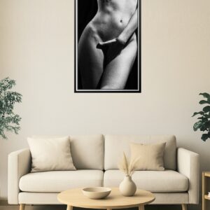 24x36in Poster Sensual Female Nude with Tattoo – Fine Art Erotic Photography in Black and White