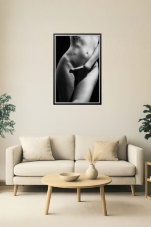 24x36in Poster Sensual Female Nude with Tattoo – Fine Art Erotic Photography in Black and White