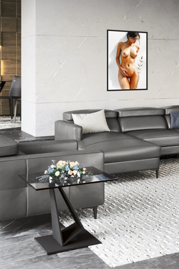 24x36in Poster Elegant Floral Nude Female Wall Art – Artistic Floral Nude Painting for Adult Decor - Image 3