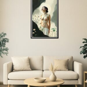 24x36in Poster Elegant Nude Woman in Nature – Serene Fine Art Print
