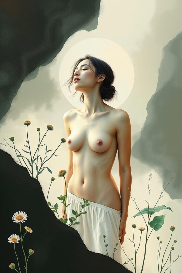 24x36in Poster Elegant Nude Woman in Nature – Serene Fine Art Print - Image 2