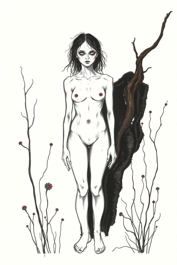 24x36in Poster Dark Botanical Nude Female Illustration – Gothic Fine Art Print - Image 2