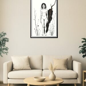 24x36in Poster Dark Botanical Nude Female Illustration – Gothic Fine Art Print