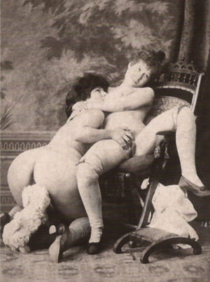 Hot Passionate Lesbians Vintage Poster , Erotic Photography 1845-1890 reproduction