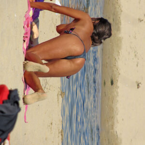 Stolen Private Nude pics Photographic Print Poster Voyeur Public Beach Nudism rear, Seductive Curves thong