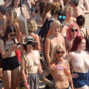 Women march for topless rights. Brighton 2018 My Body my choice, Stop Sexism