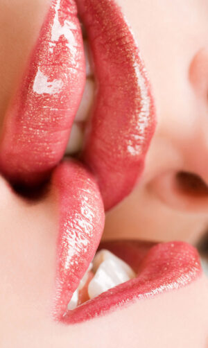 Lesbian Kiss Photographic Print Poster Beautiful Women Locking Lips art print